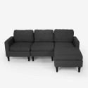 3-Sitzer-Sofa Steffy mit Armlehnen und Hocker aus elegantem Stoff Wohnzimmer 