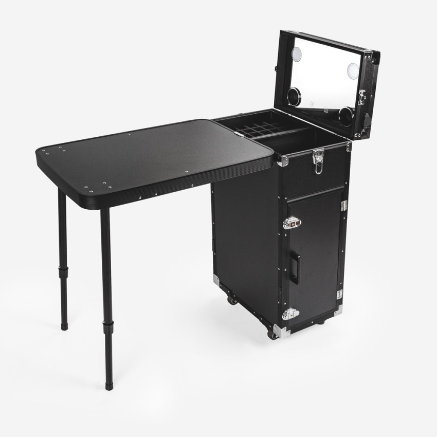 Trolley-Schminkkoffer mit Spiegeltisch und Beleuchtung Smarty Aktion Trolley-Schminkkoffer mit Spiegeltisch und Beleuchtung Smarty Aktion