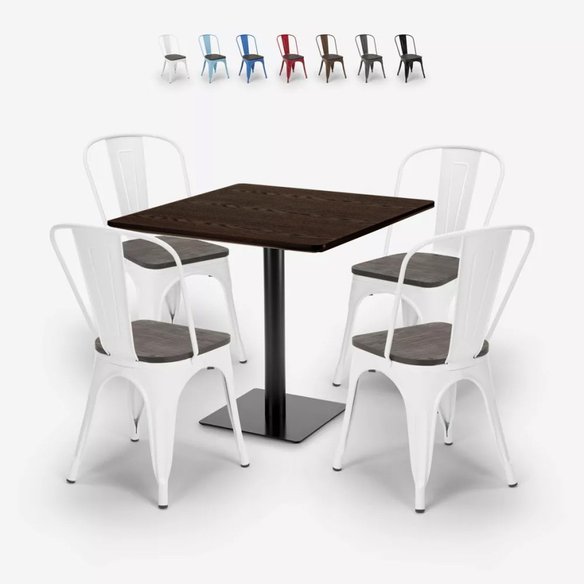 horeca 90x90cm holz metall bar tisch set 4 stühle edgar Rabatte