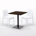 Quadratisch Tisch Holzeffekt 70x70 cm mit Bunten Stühlen Ice Melon 