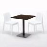 Quadratisch Tisch Holzeffekt 70x70 cm mit Bunten Stühlen Ice Melon 