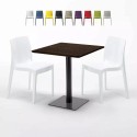 Quadratisch Tisch Holzeffekt 70x70 cm mit Bunten Stühlen Ice Melon Angebot