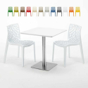 Weiß Tisch Stahlfuß Quadratisch 70x70 cm 2 Bunte Stühle Gruvyer Strawberry Angebot