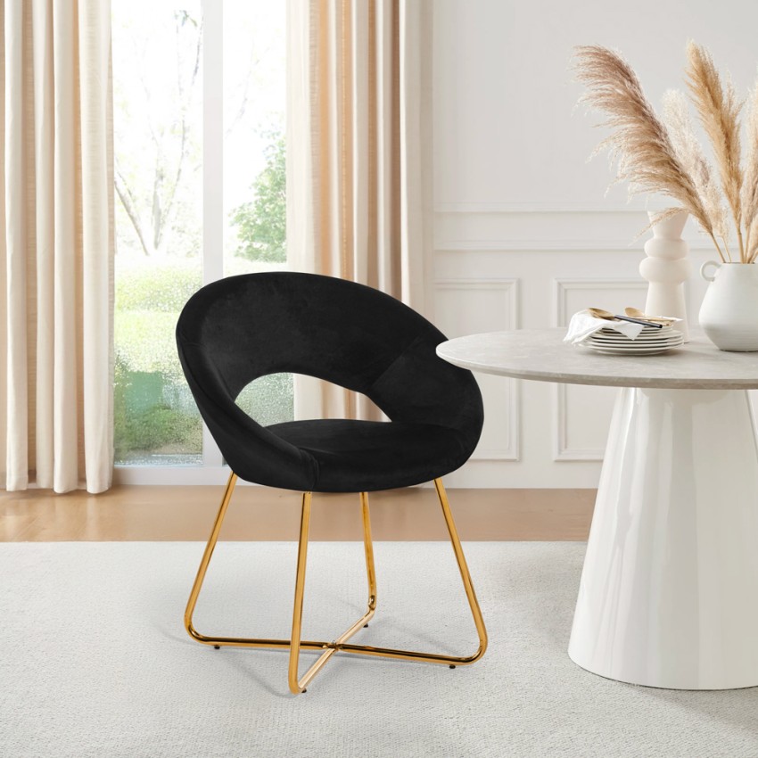  Wisel: Samt-Sessel mit goldenen Beinen

