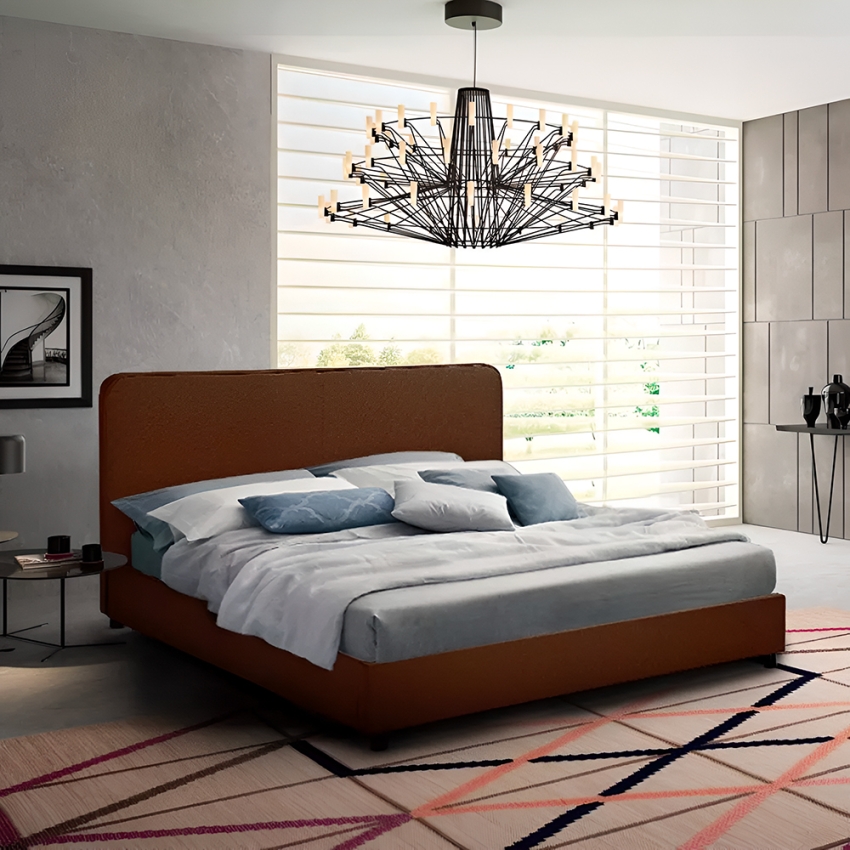 Komplett Doppelbett aus Stoff mit Bettrost Queen Size 160x190 cm Zurich King Komplett Doppelbett aus Stoff mit Bettrost Queen Size 160x190 cm Zurich King
