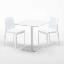 Weiß Quadratisch Tisch 70x70 2 Bunte Stühle Ice Meringue Maße