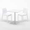 Weiß Quadratisch Tisch 70x70 2 Bunte Stühle Ice Meringue Maße