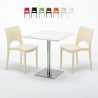 Weiß Tisch Stahlfuß Quadratisch 70x70 2 Bunte Stühle Paris Strawberry Verkauf