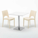 Weiß Tisch Stahlfuß Quadratisch 70x70 2 Bunte Stühle Paris Strawberry Eigenschaften