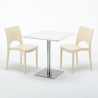 Weiß Tisch Stahlfuß Quadratisch 70x70 2 Bunte Stühle Paris Strawberry Eigenschaften