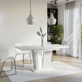 Ausziehbarer weißer Küchentisch in Marmoreffekt 120-160x80cm Doha 2 Aktion