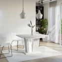 Ausziehbarer weißer Küchentisch in Marmoreffekt 120-160x80cm Doha 2 Sales