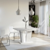 Ausziehbarer weißer Küchentisch in Marmoreffekt 120-160x80cm Doha 2 Sales