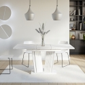 Ausziehbarer weißer Küchentisch in Marmoreffekt 120-160x80cm Doha 2 Rabatte