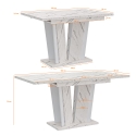 Ausziehbarer weißer Küchentisch in Marmoreffekt 120-160x80cm Doha 2 Lagerbestand