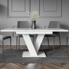 Moderner ausziehbarer weißer 120-160x80cm Tisch mit Marmoreffekt Masiv Sales