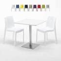 Weiß Tisch Stahlfuß Quadratisch 70x70 Bunte Stühle Ice Strawberry Sales