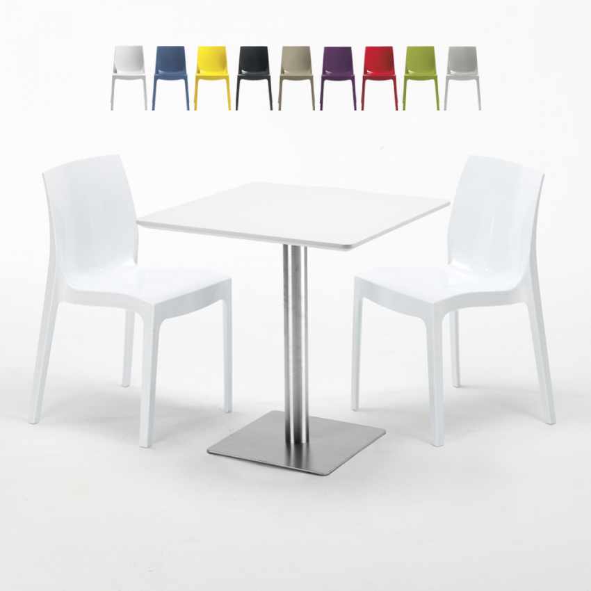 Weiß Tisch Stahlfuß Quadratisch 70x70 Bunte Stühle Ice Strawberry Sales Weiß Tisch Stahlfuß Quadratisch 70x70 Bunte Stühle Ice Strawberry Sales
