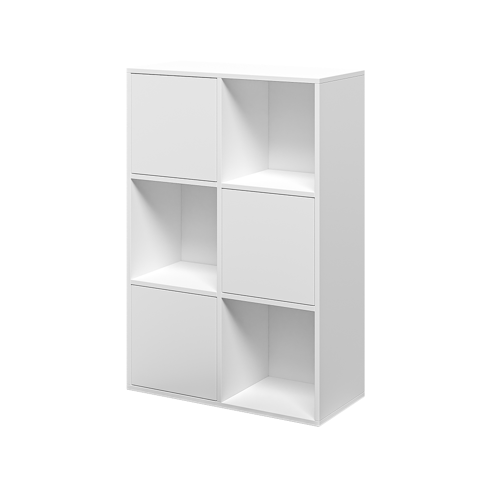 Bücherregal mit Türen Büromöbel 6 Fachböden weiß 65x30x97cm Ika 5