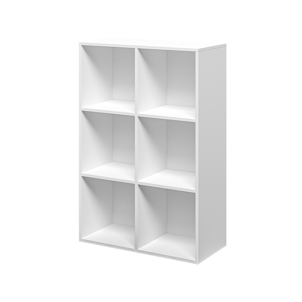 Modernes weißes Büro-Bücherregal mit 6 Würfelböden 65x30x97cm Ika 2