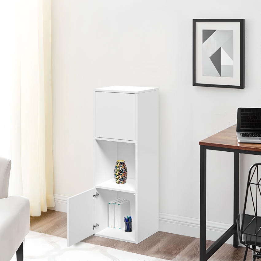 Weißes Bücherregal mit 2 Türen 3 Einlegeböden für modernes Büro Studio ika 6 Aktion Weißes Bücherregal mit 2 Türen 3 Einlegeböden für modernes Büro Studio ika 6 Aktion
