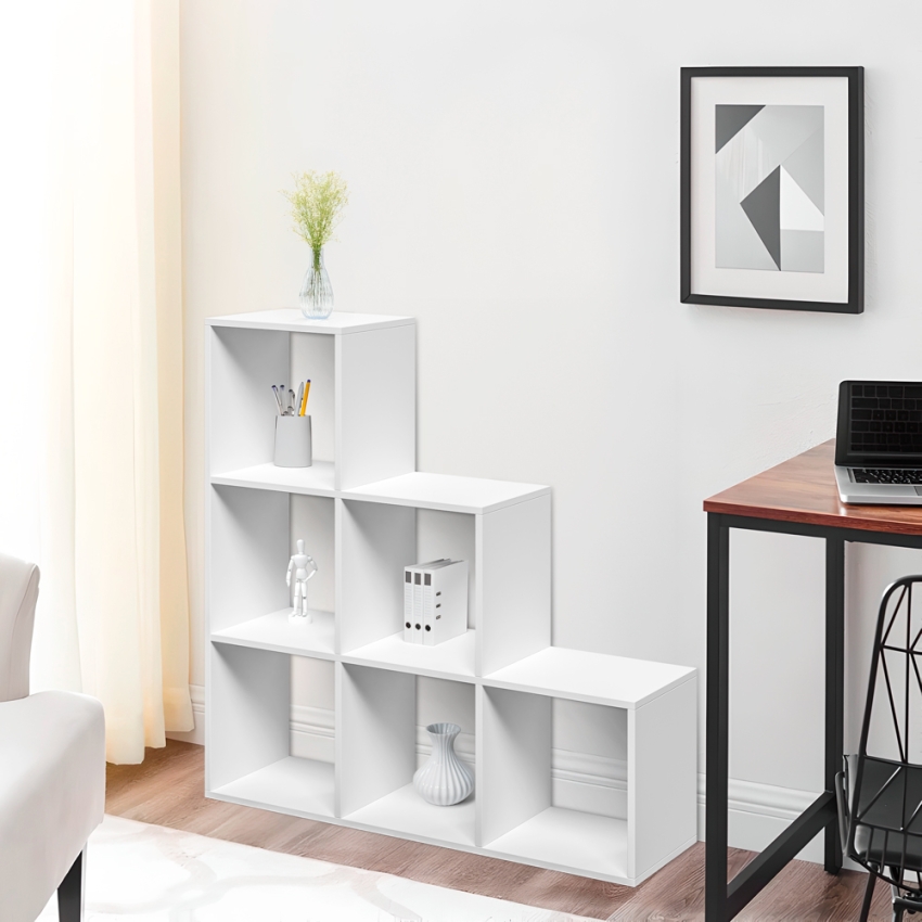 Weißes wandmontiertes Bücherregal mit modernen Design-Würfelregalen Ika 1 Aktion Weißes wandmontiertes Bücherregal mit modernen Design-Würfelregalen Ika 1 Aktion