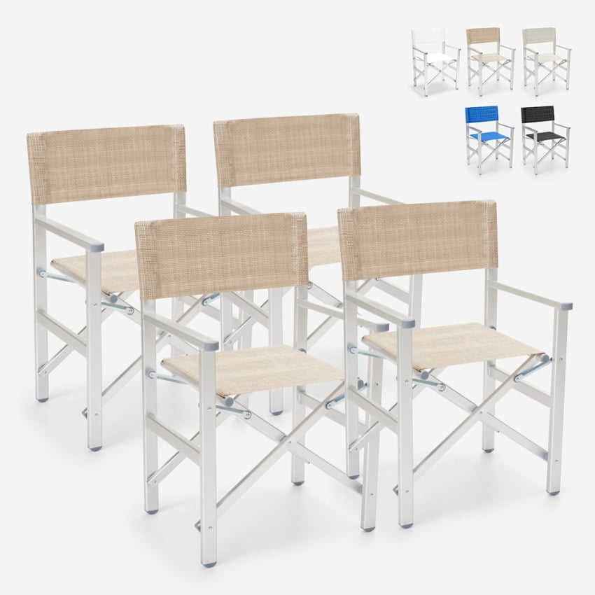 4er Set Klappbare Strandstühle Klappstühle Aluminium Regista Gold Sales