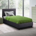 80x190 cm Einzelbett aus Stoff mit Kopfende Lattenrost Lausanne Twin Aktion