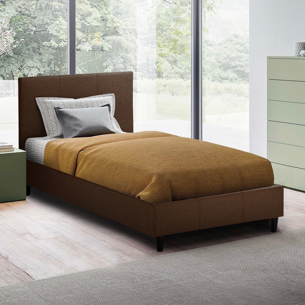 80x190 cm Einzelbett aus Stoff mit Kopfende Lattenrost Lausanne Twin Kosten 80x190 cm Einzelbett aus Stoff mit Kopfende Lattenrost Lausanne Twin Kosten