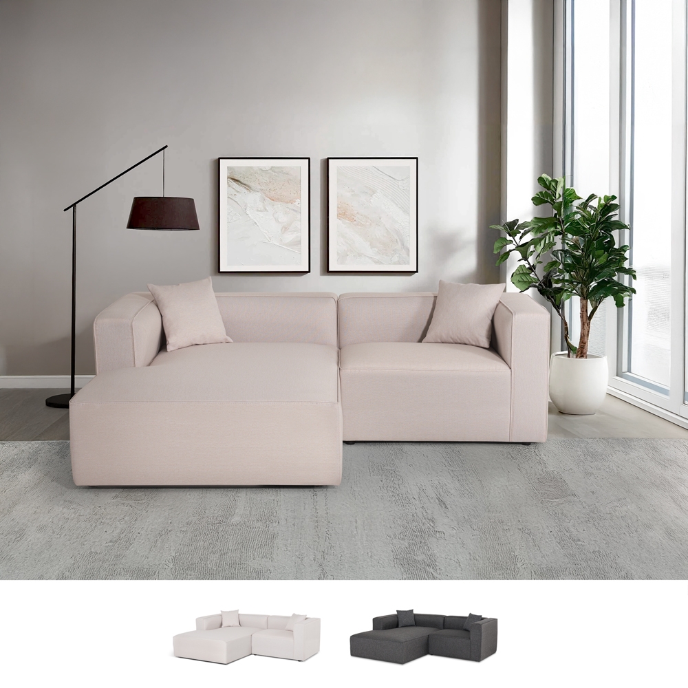  Lorys: Modulares Sofa 3-Sitzer aus Stoff Halbinsel eckig 

