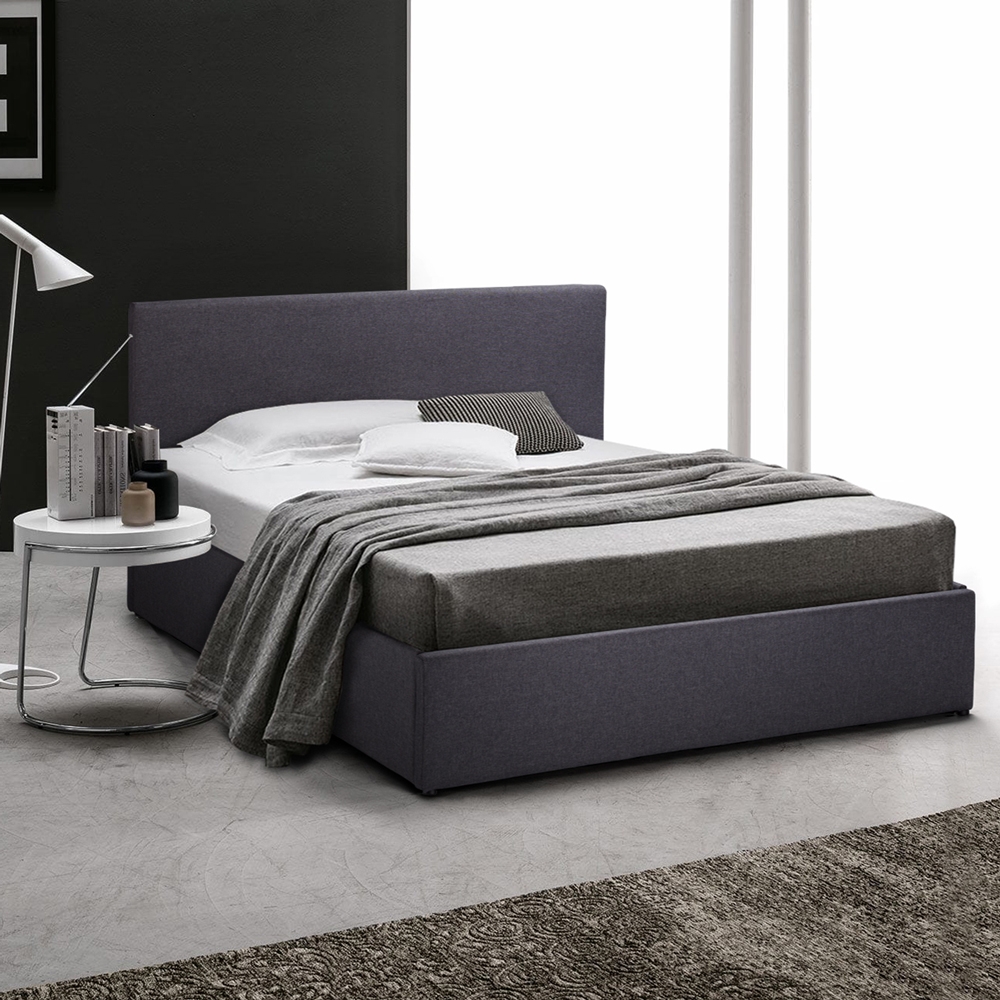 Komplettes Große Einzelbett mit Bettkasten Stoff Holz mit Bettrost 80x190 cm Basel Aktion