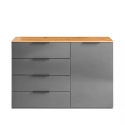 Schrankwand Wohnzimmer Madia, 1 Tür, 4 Schubladen, grau, Holz Tomei Rabatte
