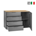 Schrankwand Wohnzimmer Madia, 1 Tür, 4 Schubladen, grau, Holz Tomei Angebot