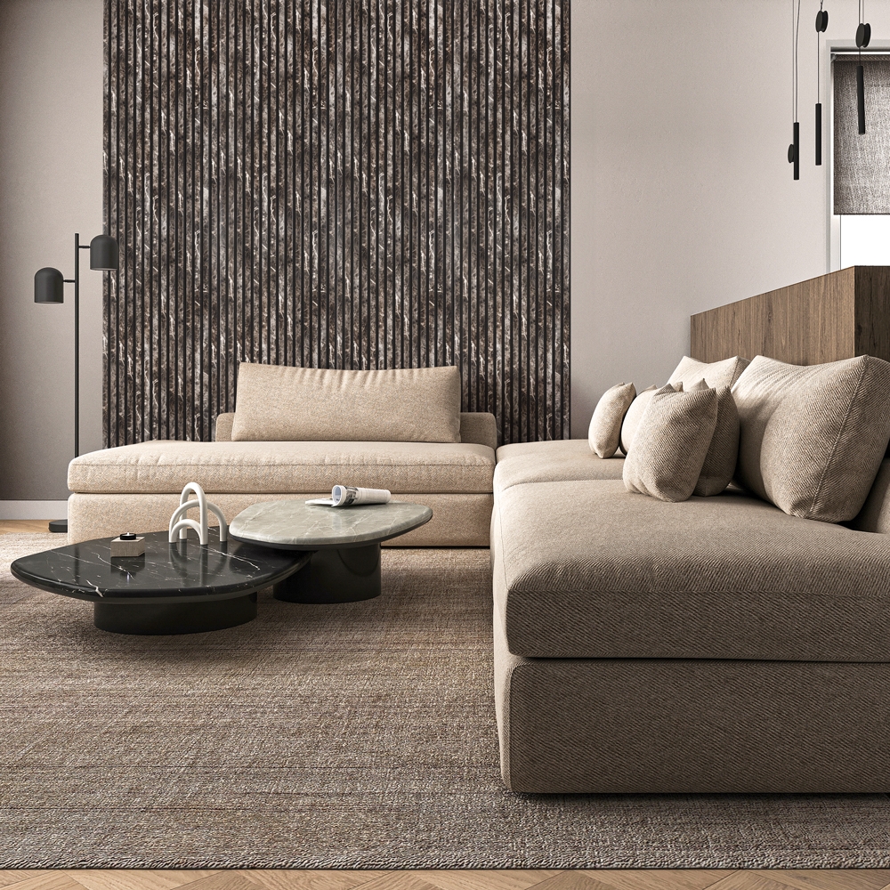 4 x Dekorplatten mit schwarzem Marmoreffekt für Wände 240x60cm Kover-MC