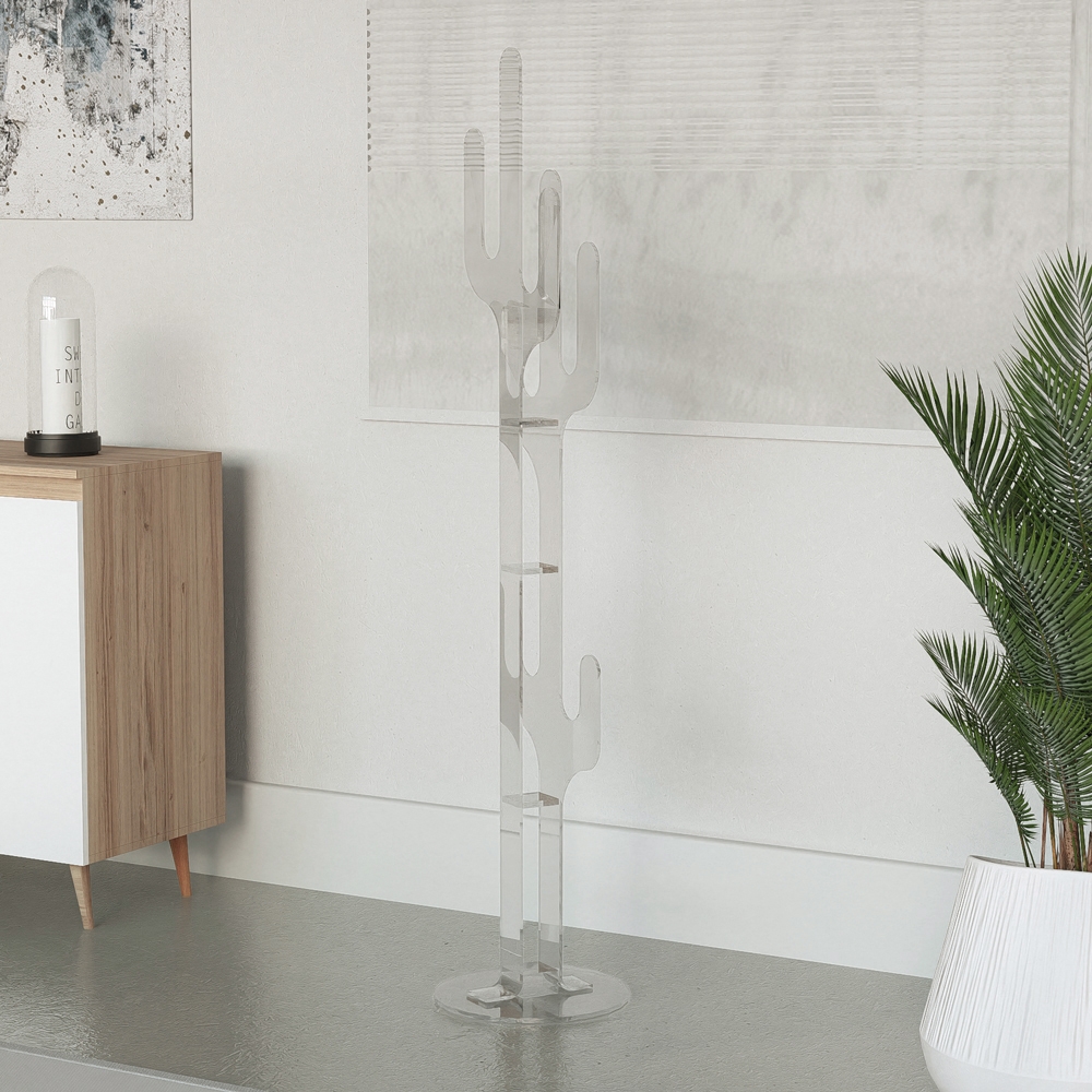 Minimalistischer Standgarderobenständer Kaktus transparentes Design Lithops