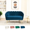 Schalensofa 2-Sitzer aus Samt im Vintage-Stil mit goldfarbenen Beinen Balos Katalog