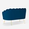 Schalensofa 2-Sitzer aus Samt im Vintage-Stil mit goldfarbenen Beinen Balos Modell