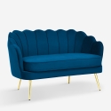 Schalensofa 2-Sitzer aus Samt im Vintage-Stil mit goldfarbenen Beinen Balos Lagerbestand