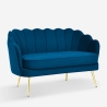 Schalensofa 2-Sitzer aus Samt im Vintage-Stil mit goldfarbenen Beinen Balos Lagerbestand