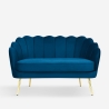 Schalensofa 2-Sitzer aus Samt im Vintage-Stil mit goldfarbenen Beinen Balos Auswahl