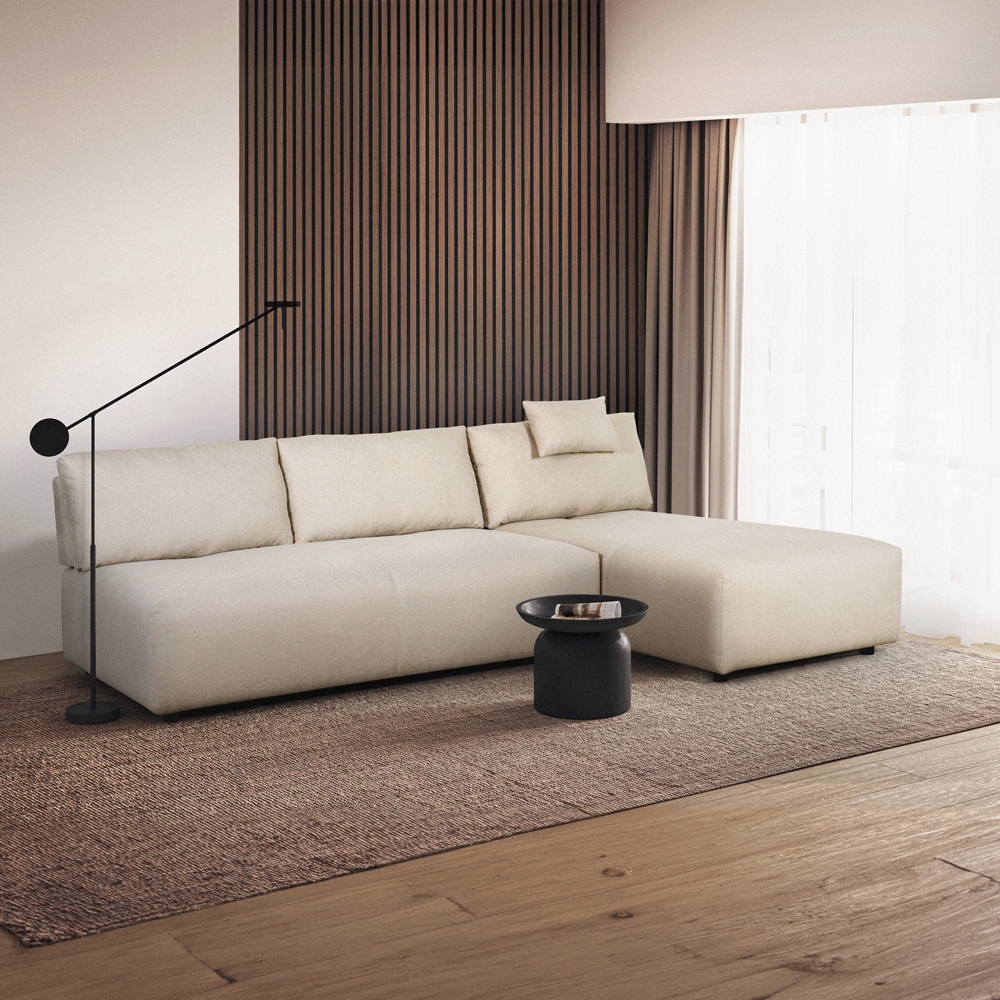   Mozy: 3-Sitzer Ecksofa beige modular mit chaise lounge 

