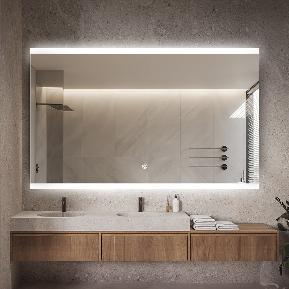 Badezimmerspiegel 130x80cm rechteckig LED-hinterleuchtet Krona XL Aktion Badezimmerspiegel 130x80cm rechteckig LED-hinterleuchtet Krona XL Aktion