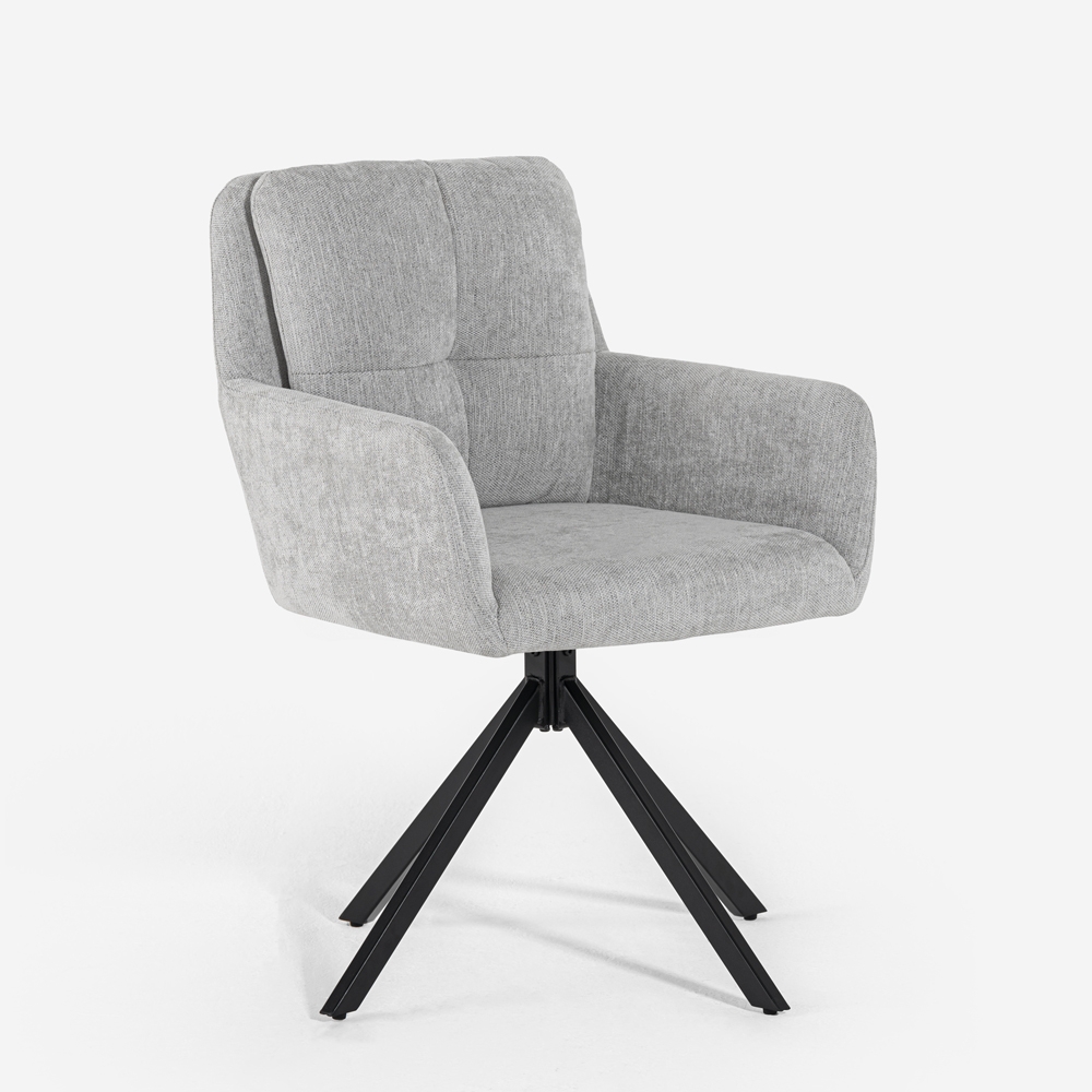 Moderner Küchen-Esszimmer-Drehstuhl aus grauem Stoff Varna