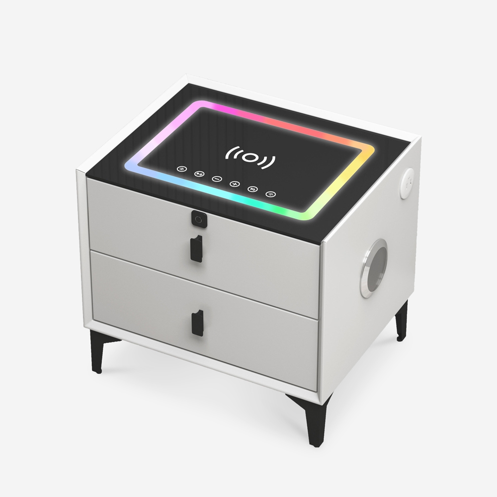 Nachttisch mit kabellosem USB-Ladegerät 2 Schubladen Bluetooth Luk