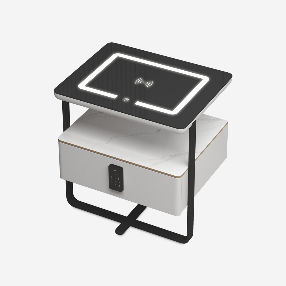 Nachttisch mit kabelloser LED-Lampe und Schublade Klaas