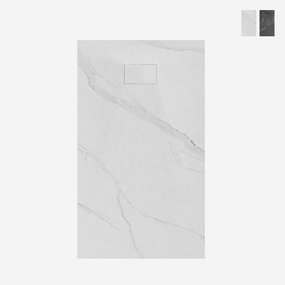 Rechteckige Duschwanne 120x90cm bündig mit dem Fußboden Marmor-Effekt Stone MM Aktion