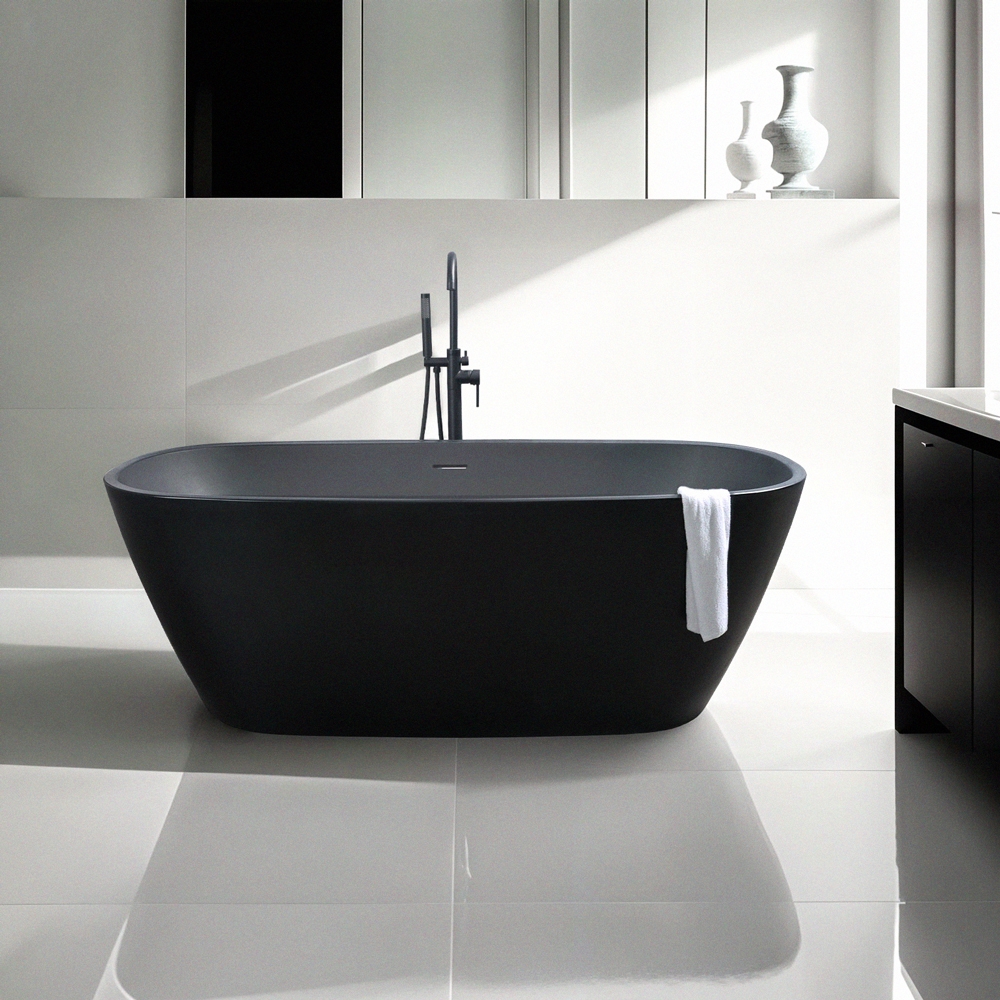  Idra Dark: Freistehende ovale Badewanne schwarz 170x78cm modernes Design


