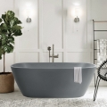 Moderne freistehende Badewanne 170x78cm oval matt grau Idra Moon Aktion