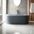 Badewanne freistehend oval 170x80cm gerillt grau Kimolos Moon Aktion