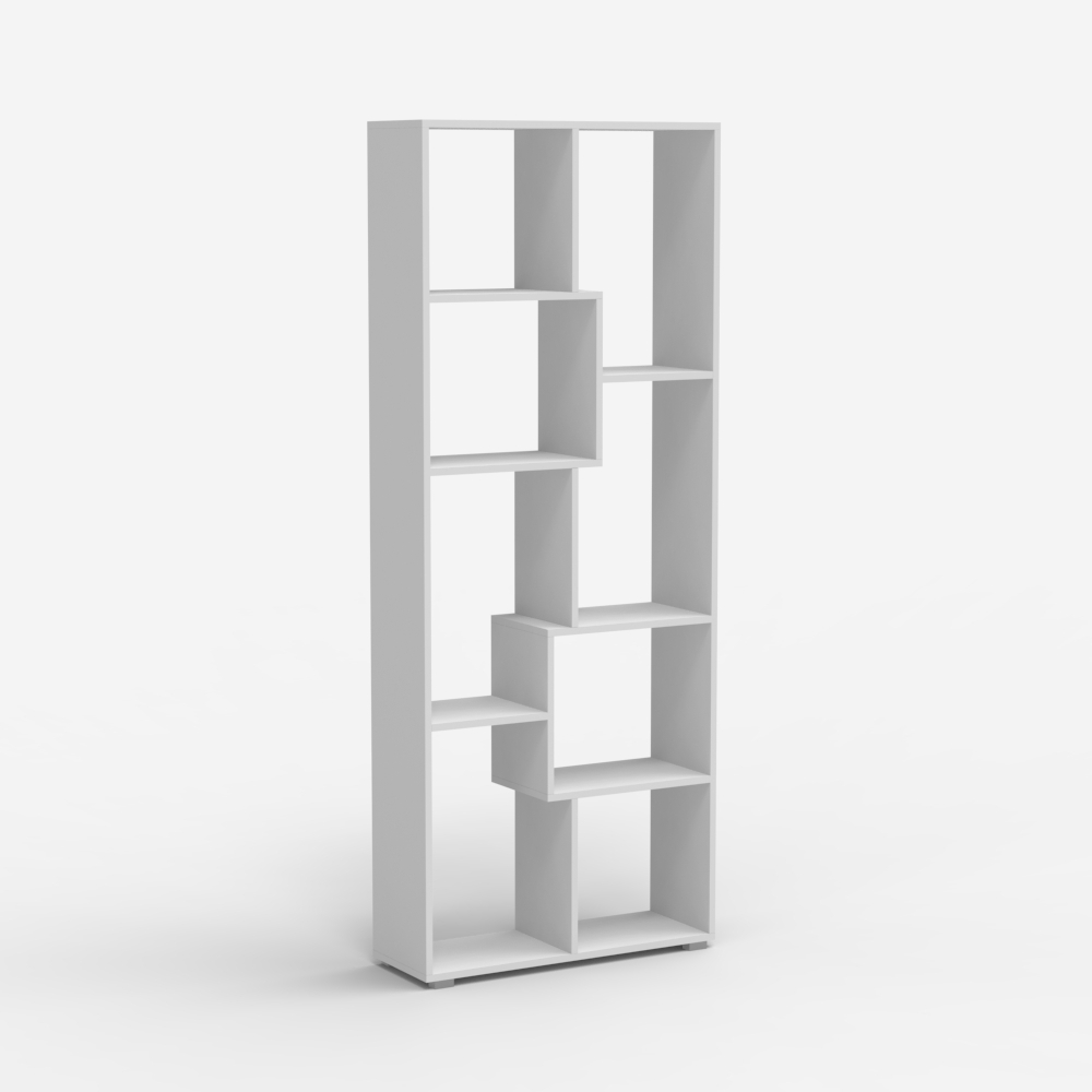 Büro-Wohnzimmer-Bücherregal aus Holz modern weiß Kajes Aktion Büro-Wohnzimmer-Bücherregal aus Holz modern weiß Kajes Aktion